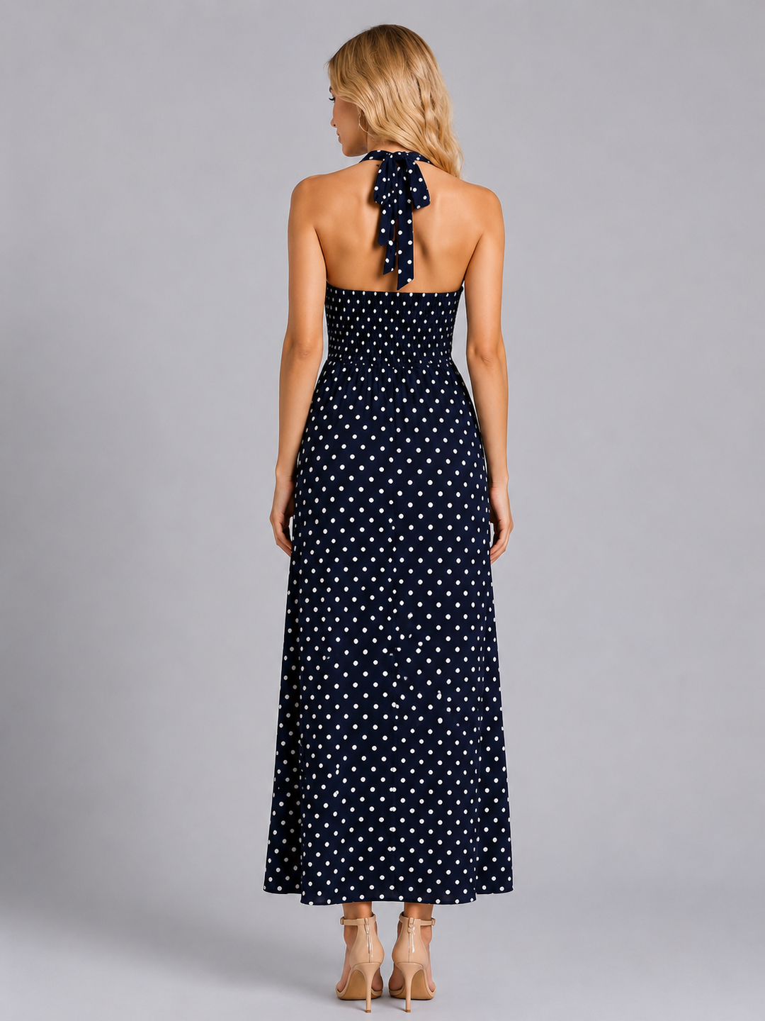Women’s Halter Maxi with Polka Dot Print