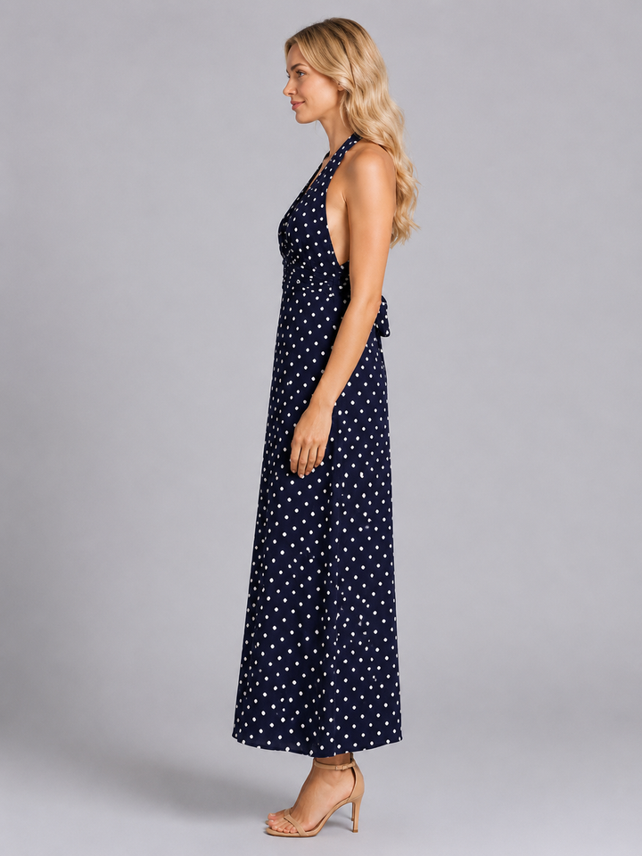 Women’s Halter Maxi with Polka Dot Print