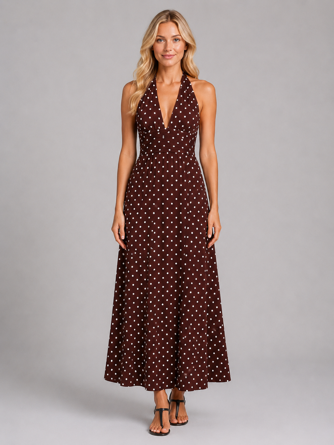 Women’s Halter Maxi with Polka Dot Print