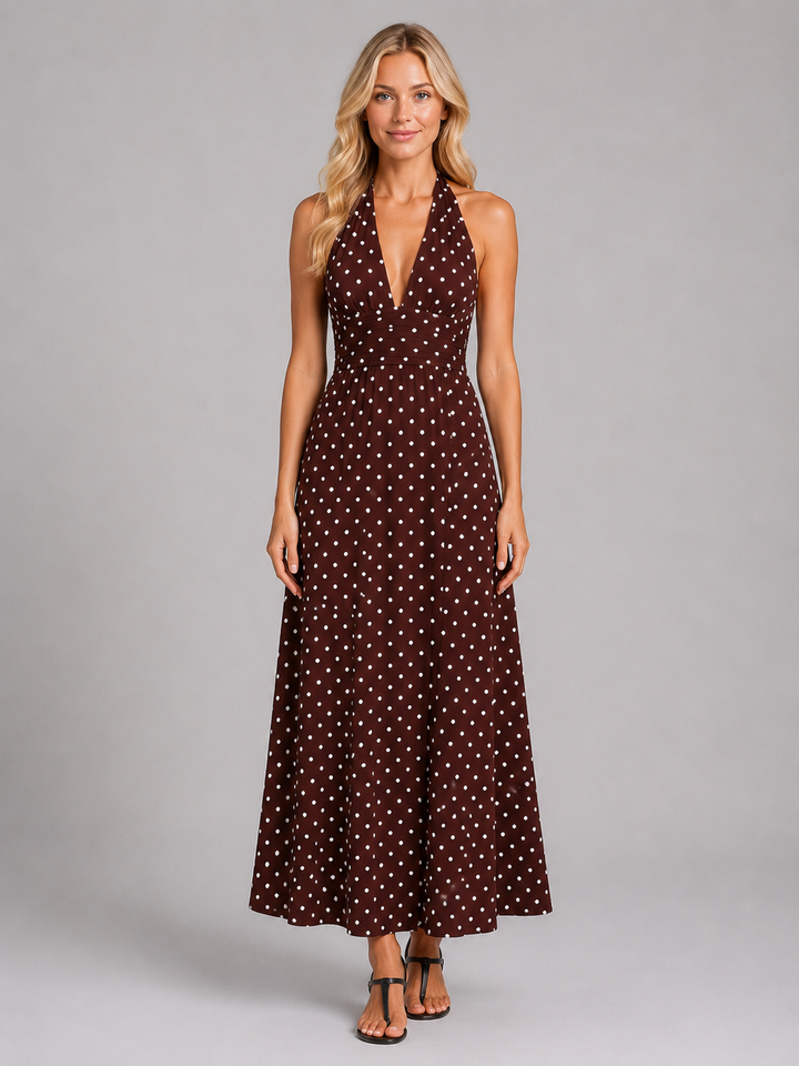 Women’s Halter Maxi with Polka Dot Print