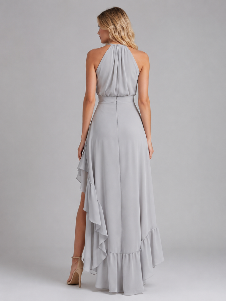Women’s Halter Midi Dress with Ruffle Hem