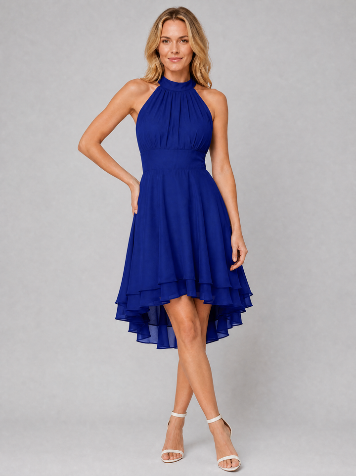 Women’s Halter Neck Dress with Flowing Layers