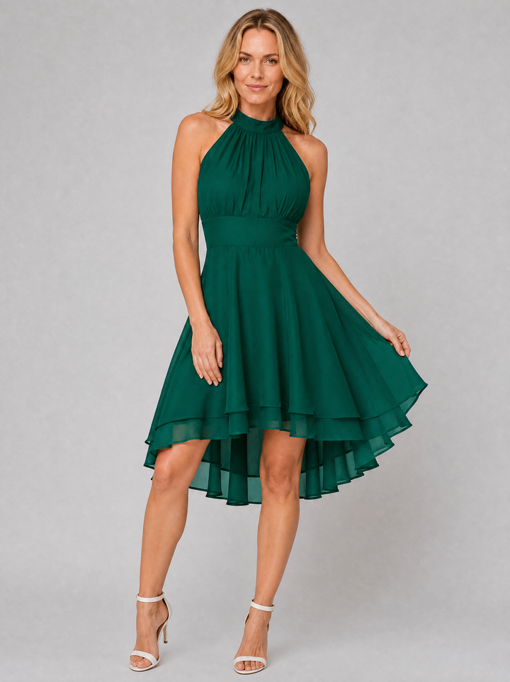 Women’s Halter Neck Dress with Flowing Layers