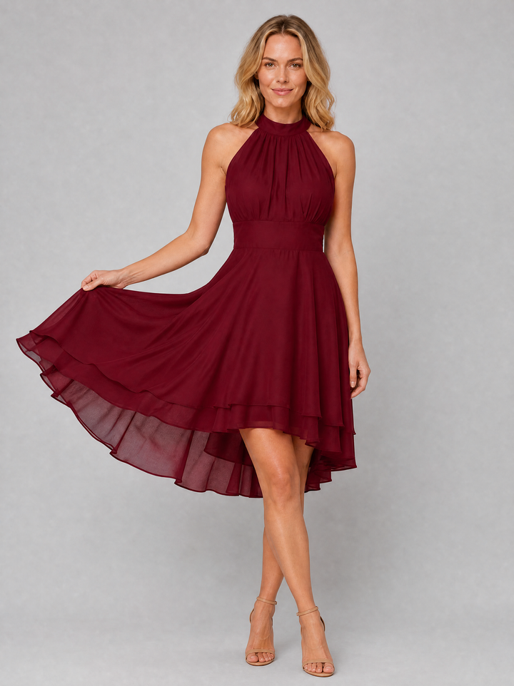 Women’s Halter Neck Dress with Flowing Layers