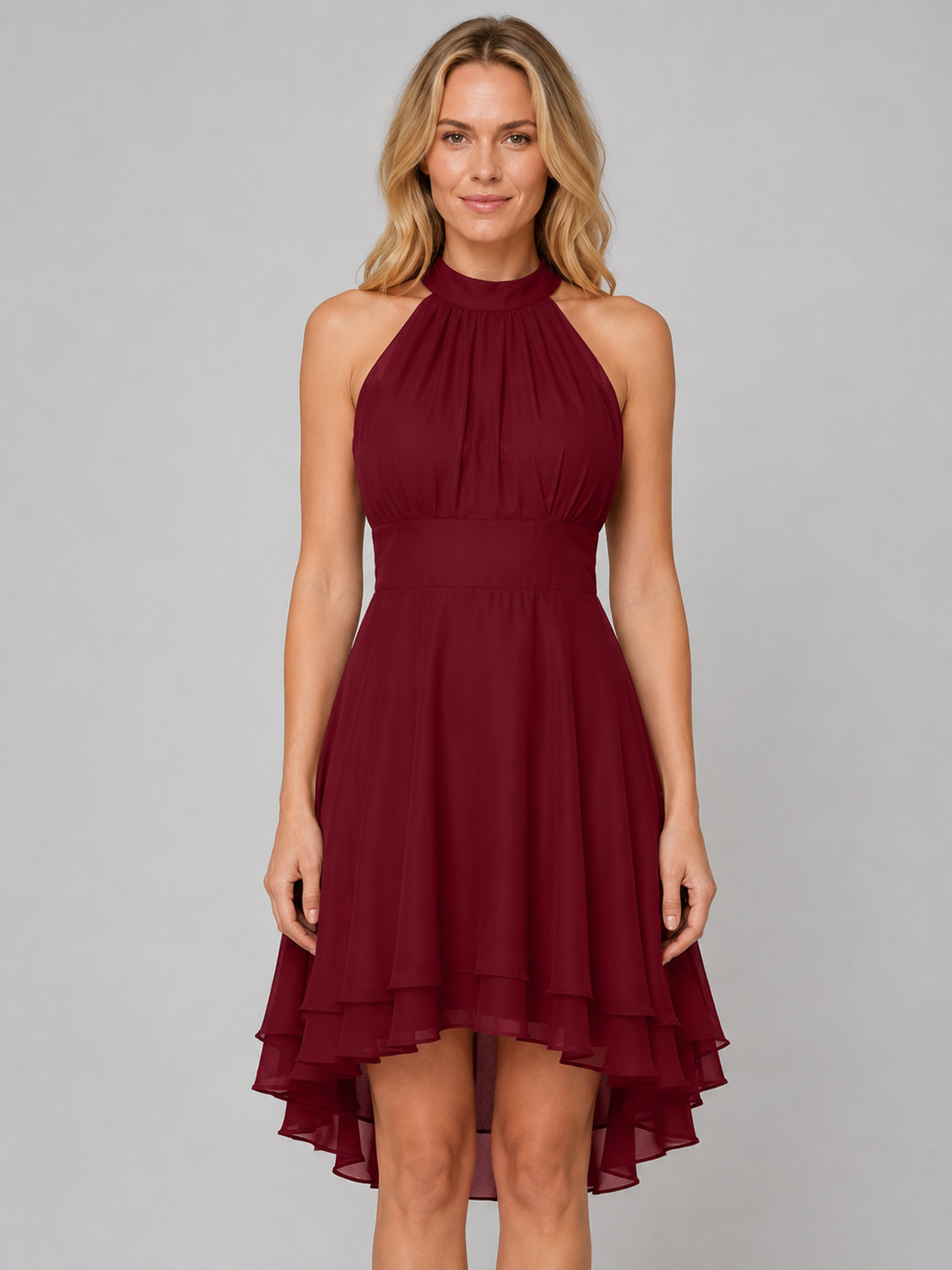 Women’s Halter Neck Dress with Flowing Layers