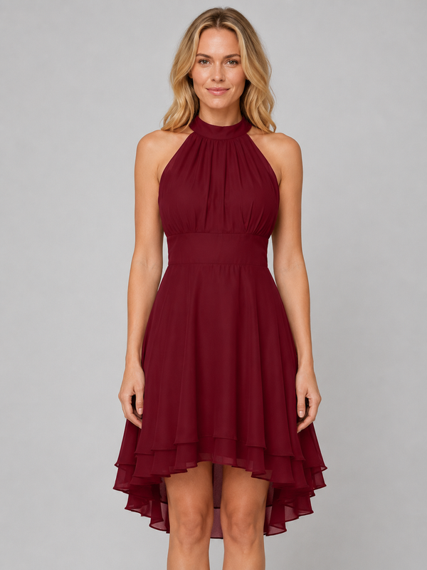 Women’s Halter Neck Dress with Flowing Layers