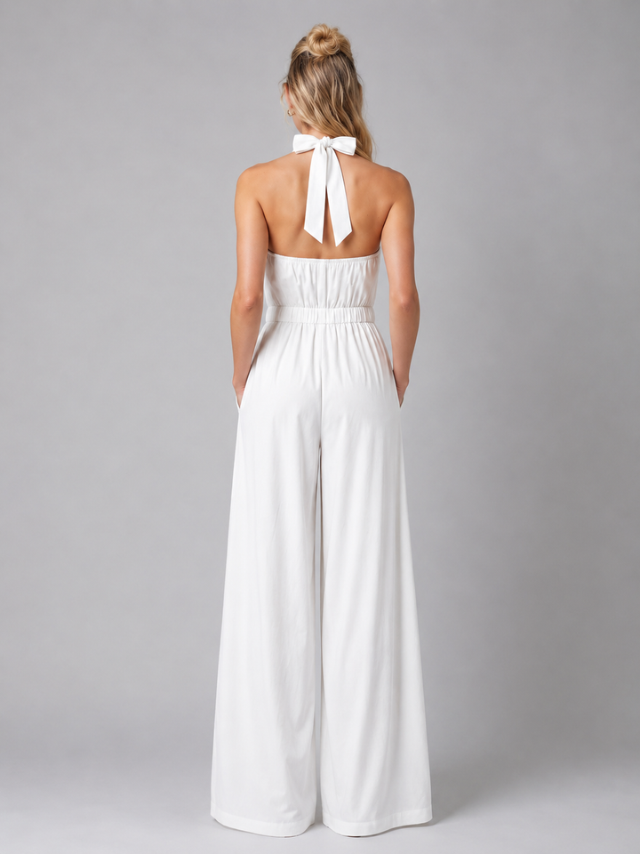Women's Halter Neck Jumpsuit with Wide Leg