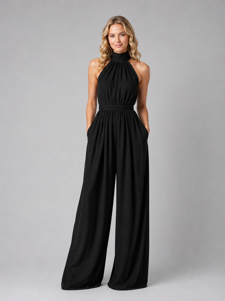 Women's Halter Neck Jumpsuit with Wide Leg