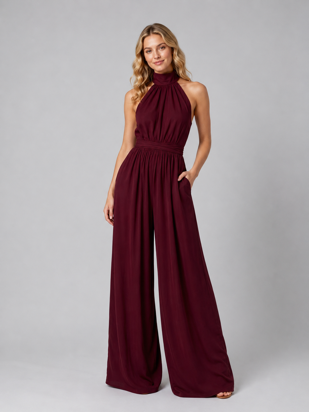 Women's Halter Neck Jumpsuit with Wide Leg