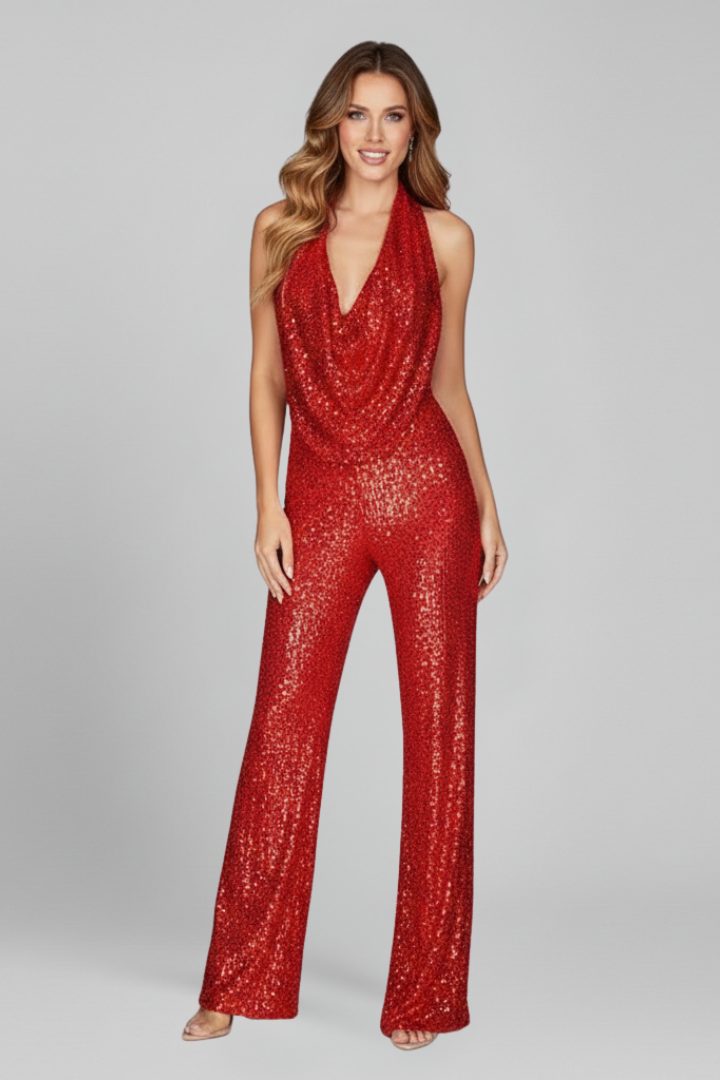 Women's Halter Neck Jumpsuit with Wide-Leg for Nights
