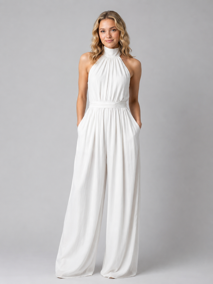 Women's Halter Neck Jumpsuit with Wide Leg