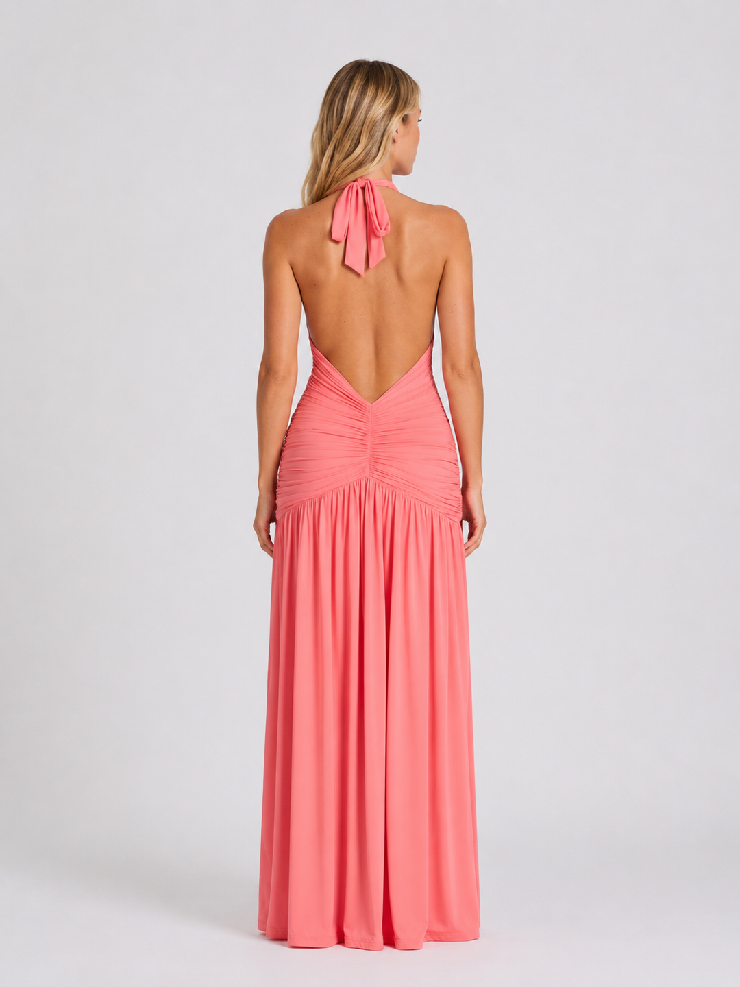 Women’s Halterneck Maxi Dress with Plunging Neckline