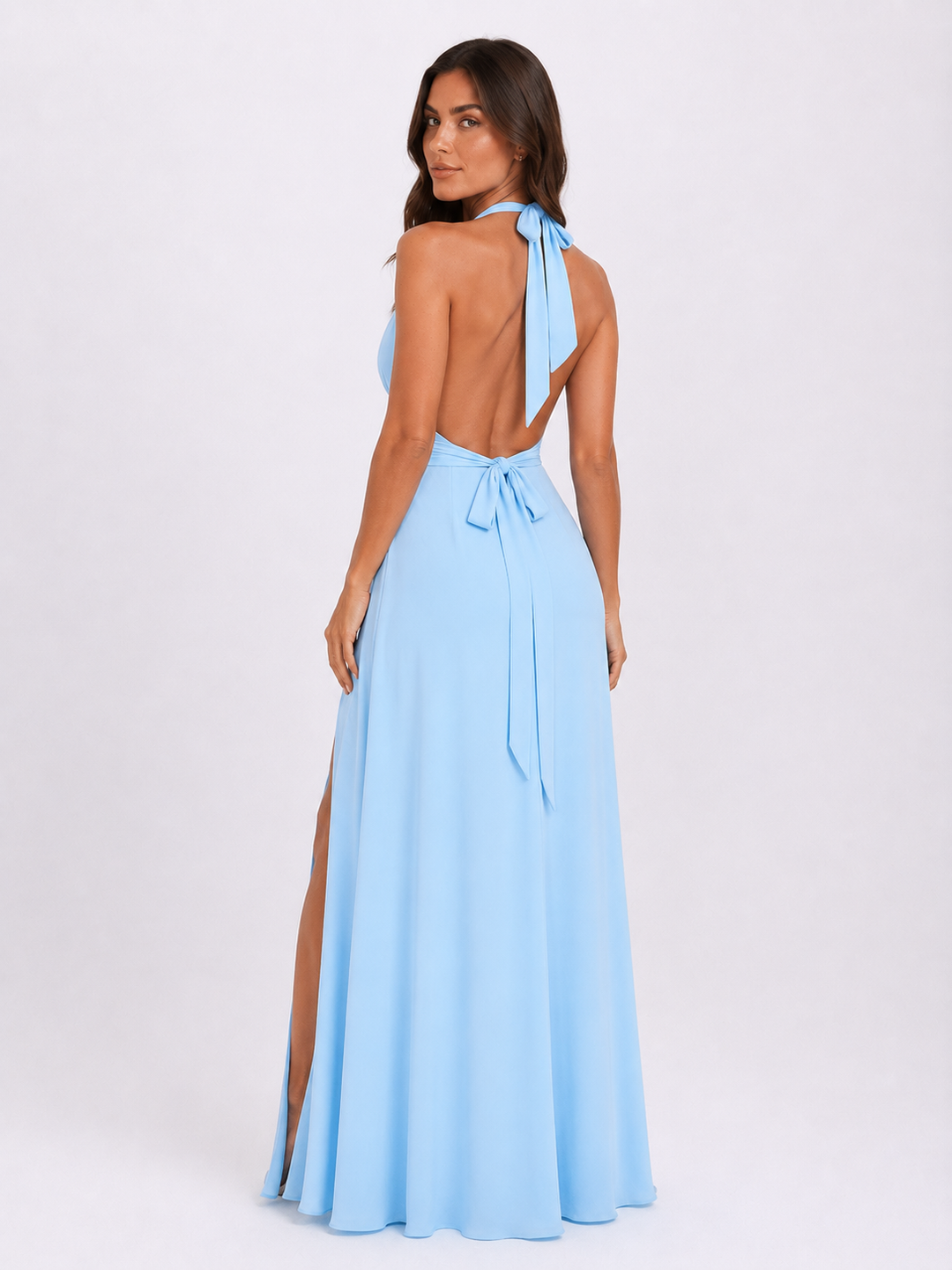 Women's Halterneck Maxi Dress with Side Split