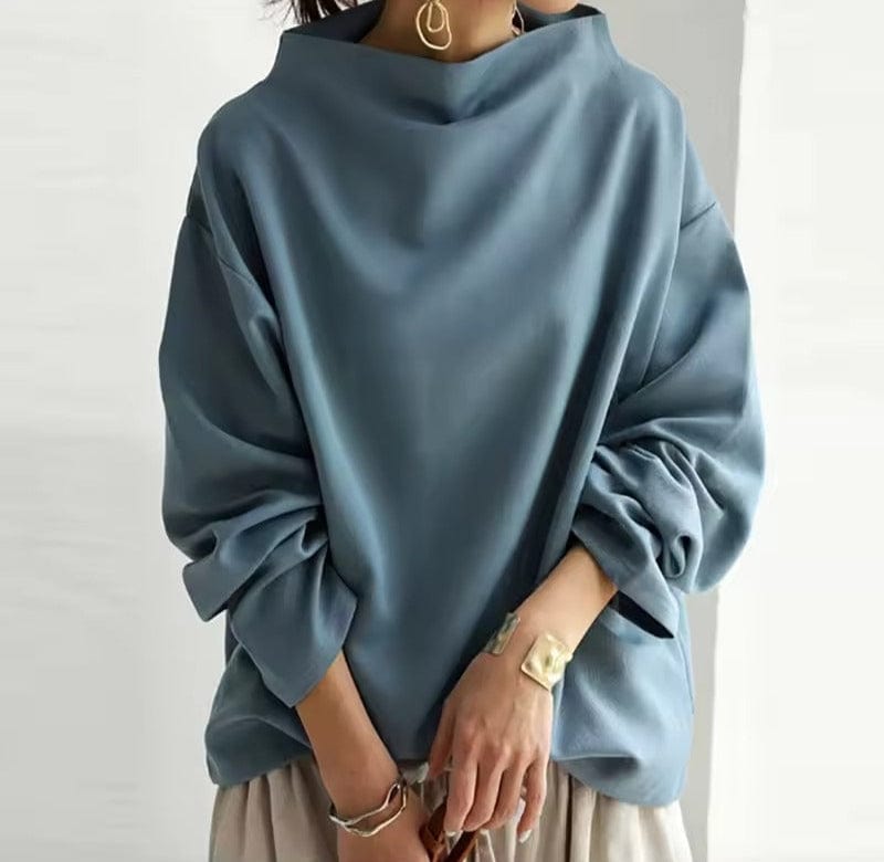 Women's High-Neck Top with Relaxed Silhouette for Everyday