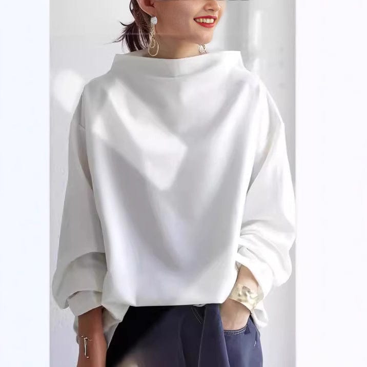 Women's High-Neck Top with Relaxed Silhouette for Everyday