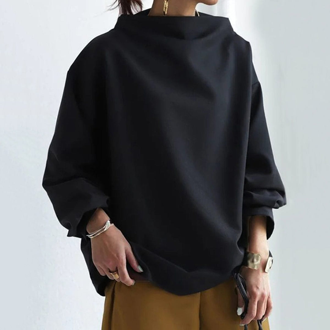 Women's High-Neck Top with Relaxed Silhouette for Everyday