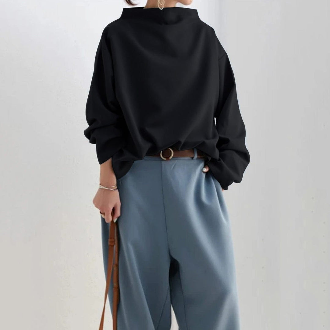 Women's High-Neck Top with Relaxed Silhouette for Everyday
