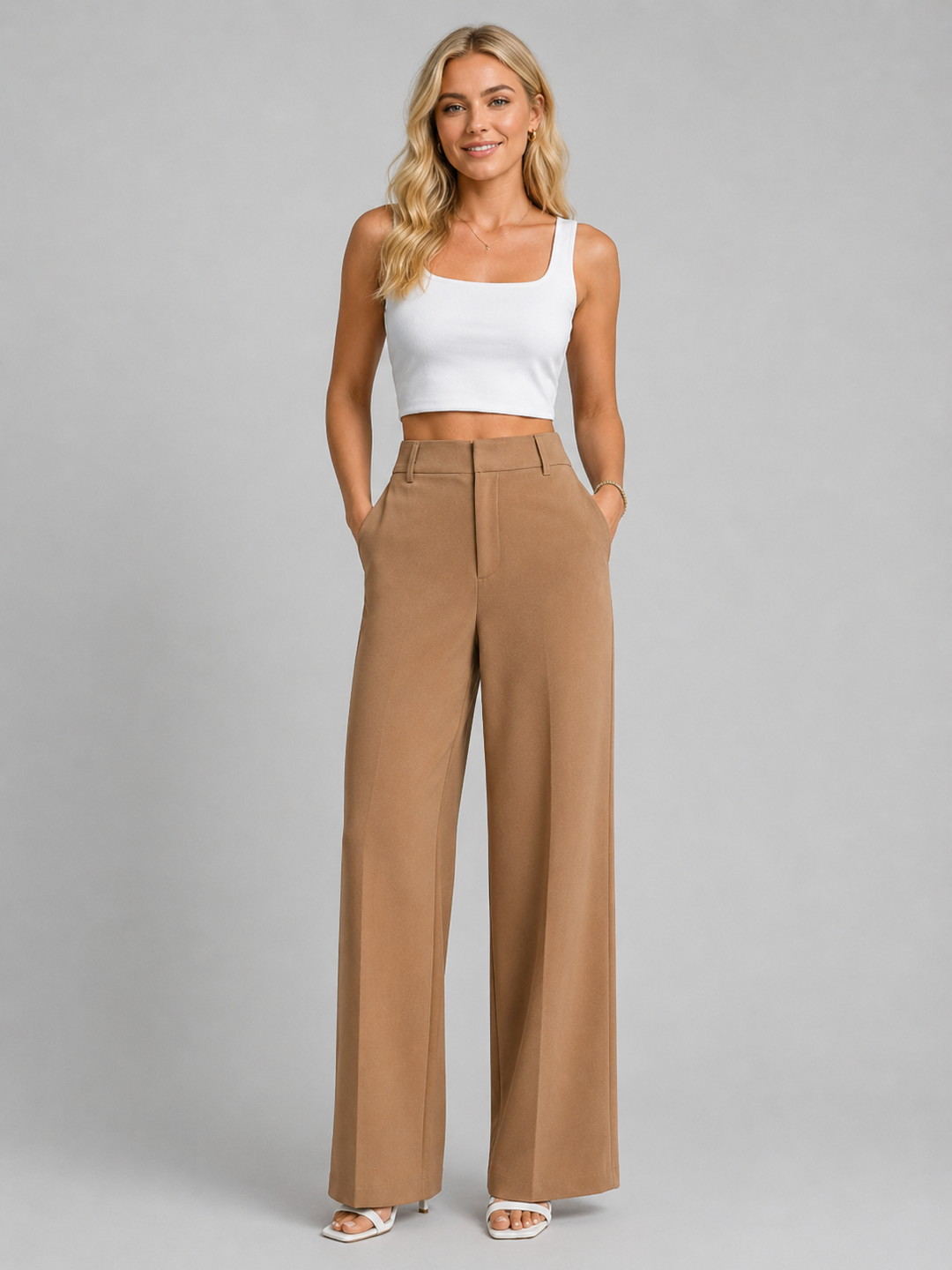 Women’s High Waisted Wide-Leg Trousers with Tailoring