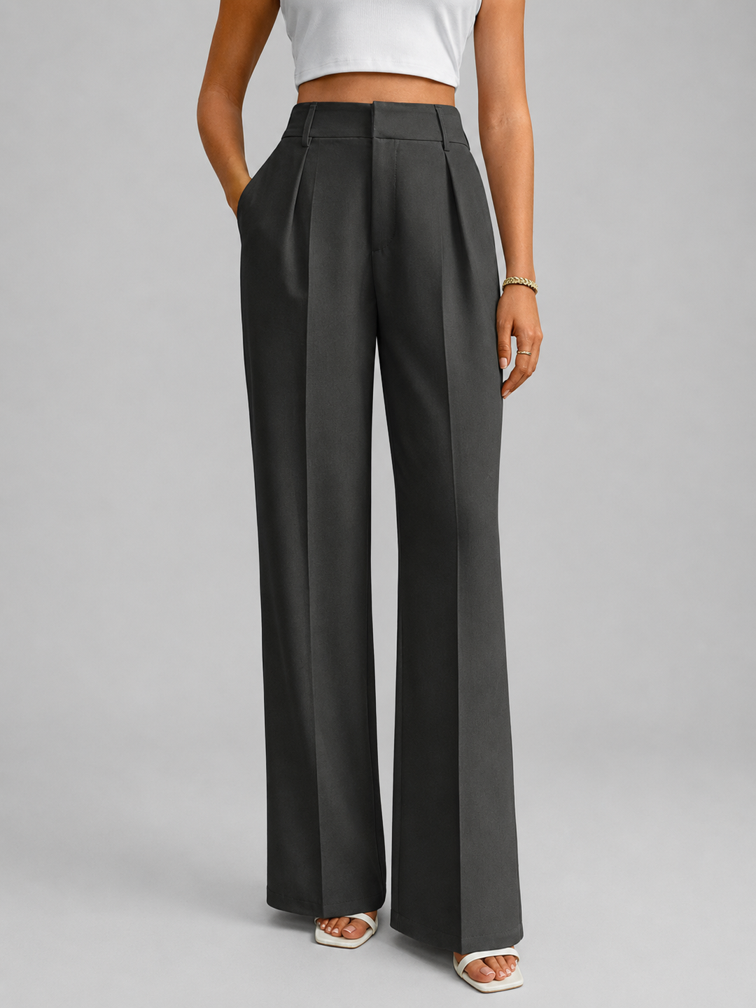 Women’s High Waisted Wide-Leg Trousers with Tailoring