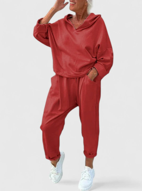 Women's Hooded Sweatshirt Set with Relaxed Fit for Comfort