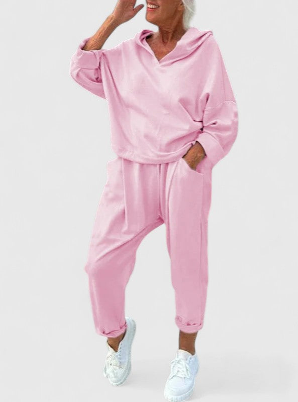 Women's Hooded Sweatshirt Set with Relaxed Fit for Comfort