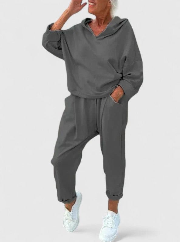 Women's Hooded Sweatshirt Set with Relaxed Fit for Comfort