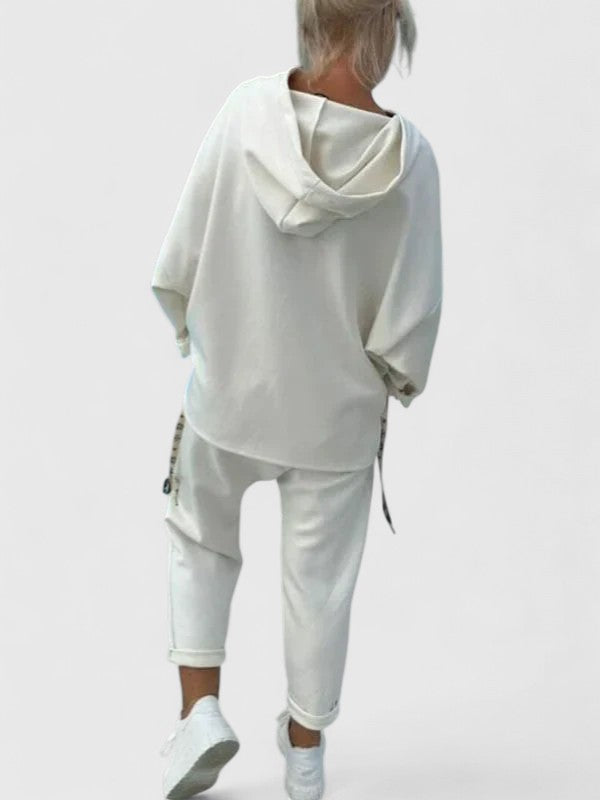 Women's Hooded Sweatshirt Set with Relaxed Fit for Comfort