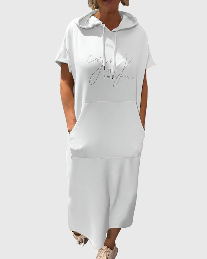 Women's Hoodie Dress with Hood and Pockets for Casual Days
