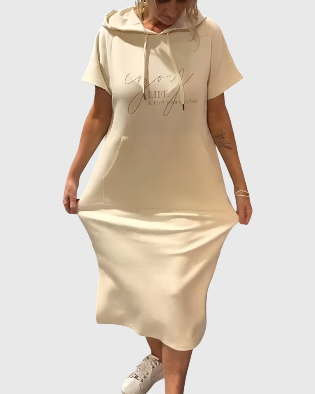 Women's Hoodie Dress with Hood and Pockets for Casual Days