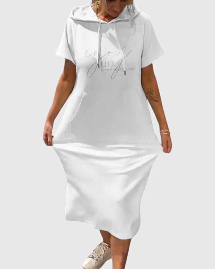 Women's Hoodie Dress with Hood and Pockets for Casual Days