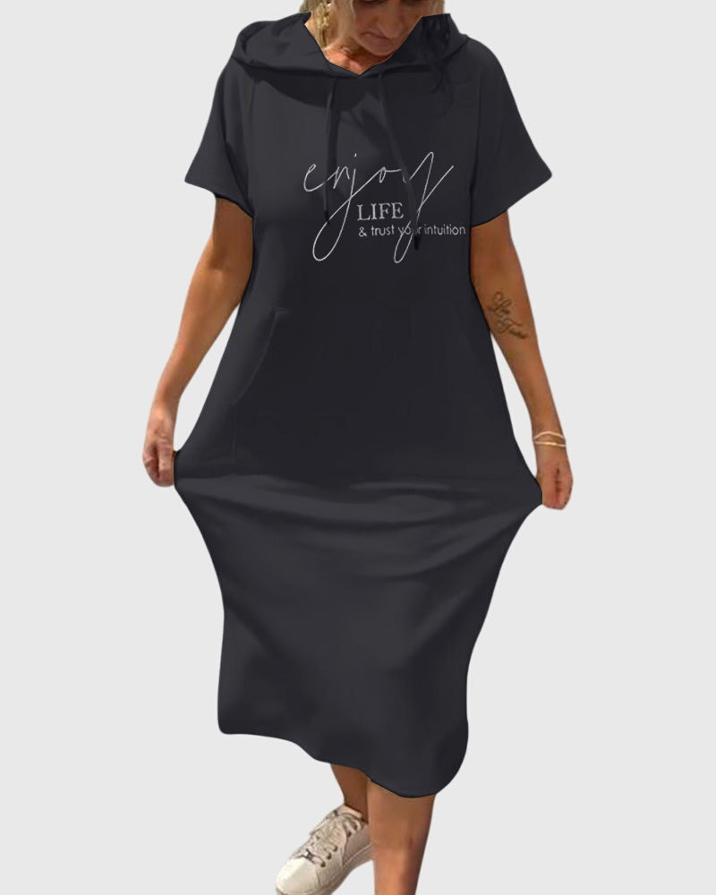 Women's Hoodie Dress with Hood and Pockets for Casual Days