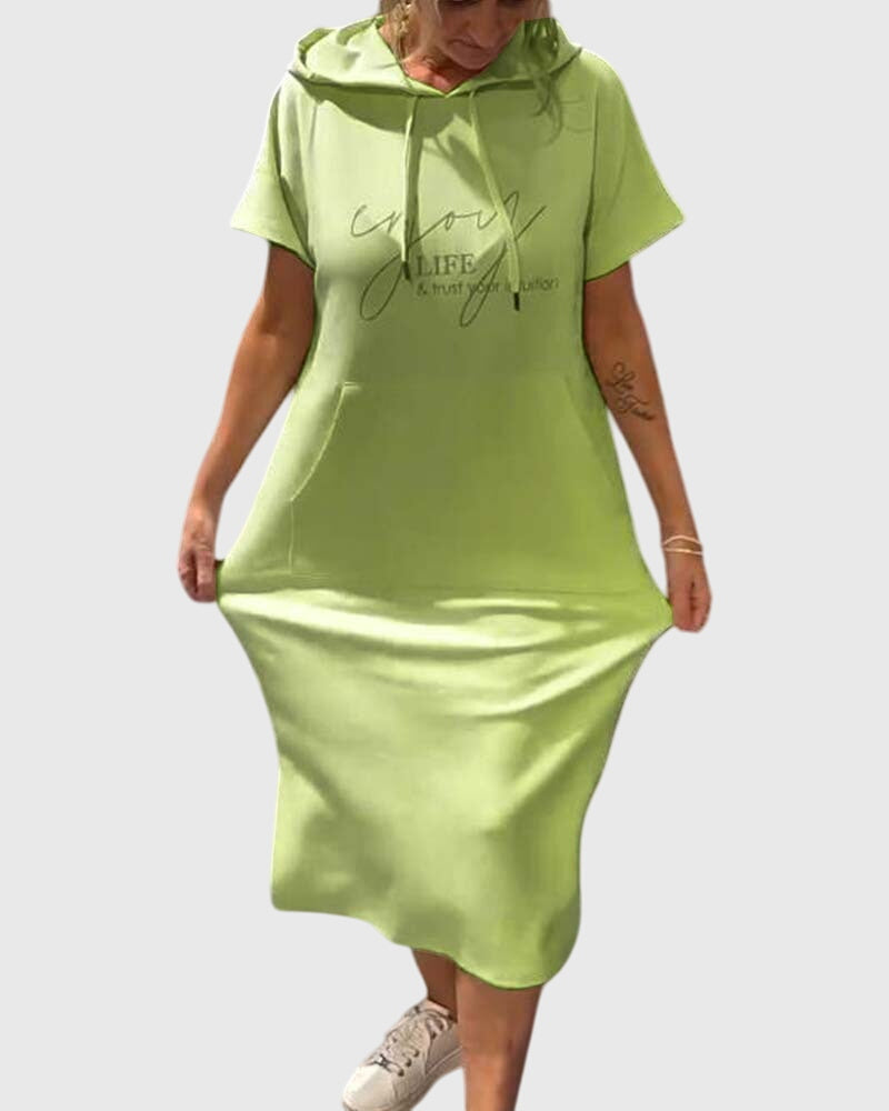 Women's Hoodie Dress with Hood and Pockets for Casual Days