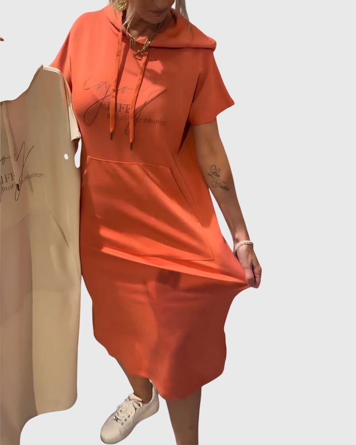 Women's Hoodie Dress with Hood and Pockets for Casual Days