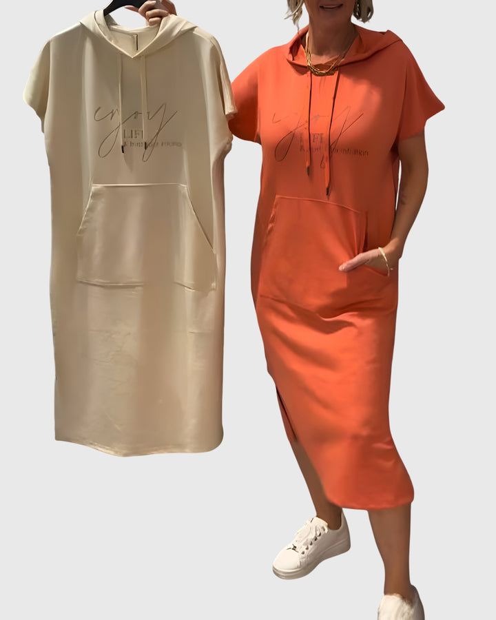 Women's Hoodie Dress with Hood and Pockets for Casual Days