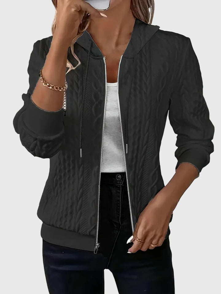 Women's Hoodie with Zipper Quilted Texture for Casualwear