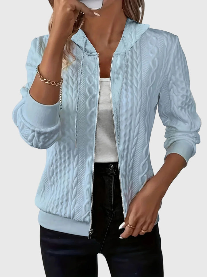 Women's Hoodie with Zipper Quilted Texture for Casualwear