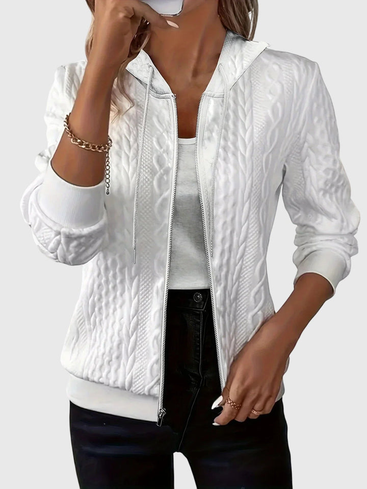 Women's Hoodie with Zipper Quilted Texture for Casualwear