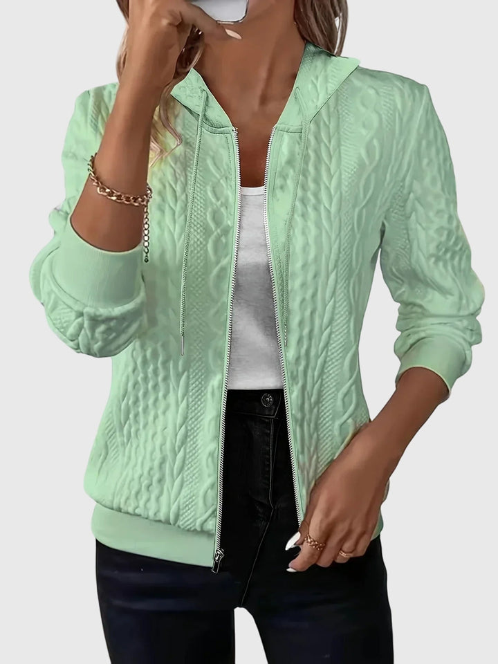 Women's Hoodie with Zipper Quilted Texture for Casualwear