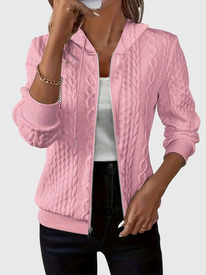 Women's Hoodie with Zipper Quilted Texture for Casualwear