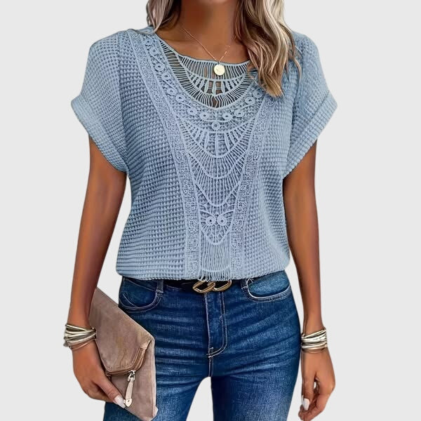 Women's Ibiza Style Blouse with Lace Detailing for Daywear