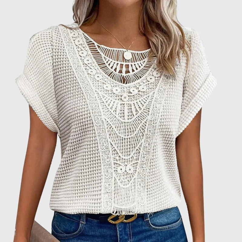Women's Ibiza Style Blouse with Lace Detailing for Daywear