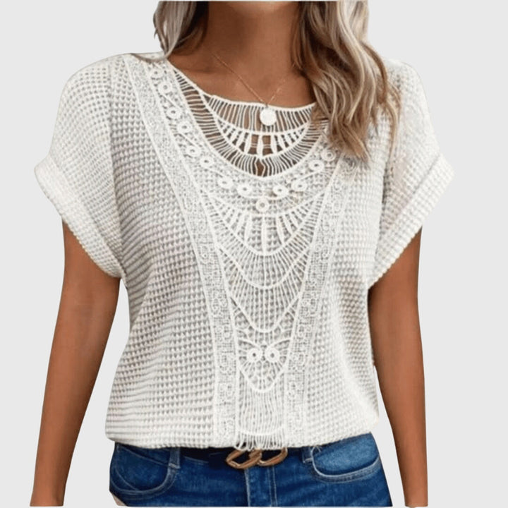 Women's Ibiza Style Blouse with Lace Detailing for Daywear