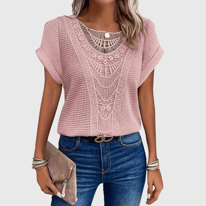 Women's Ibiza Style Blouse with Lace Detailing for Daywear
