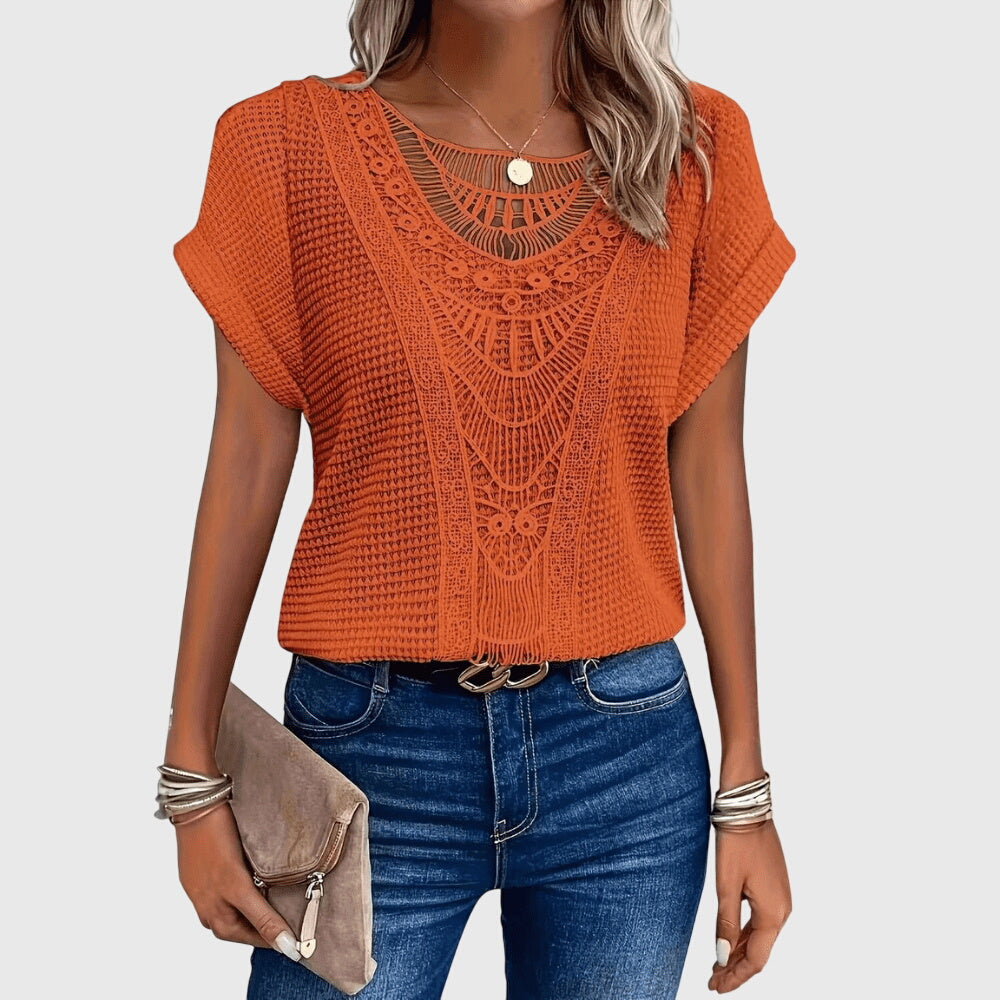 Women's Ibiza Style Blouse with Lace Detailing for Daywear