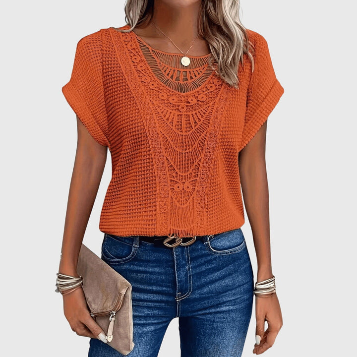 Women's Ibiza Style Blouse with Lace Detailing for Daywear