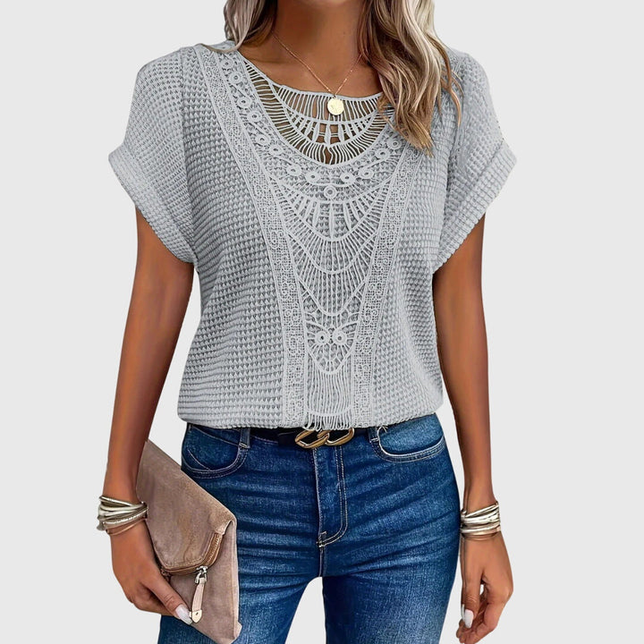 Women's Ibiza Style Blouse with Lace Detailing for Daywear