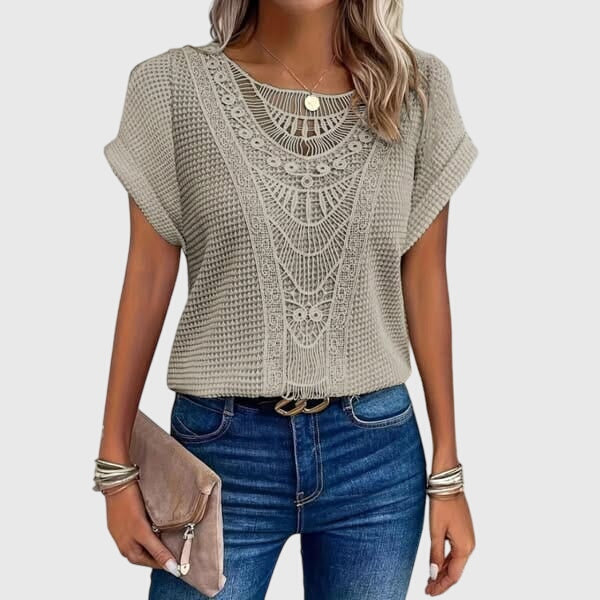 Women's Ibiza Style Blouse with Lace Detailing for Daywear