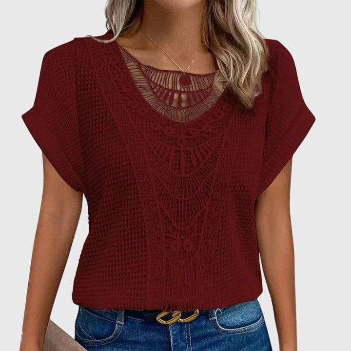 Women's Ibiza Style Blouse with Lace Detailing for Daywear