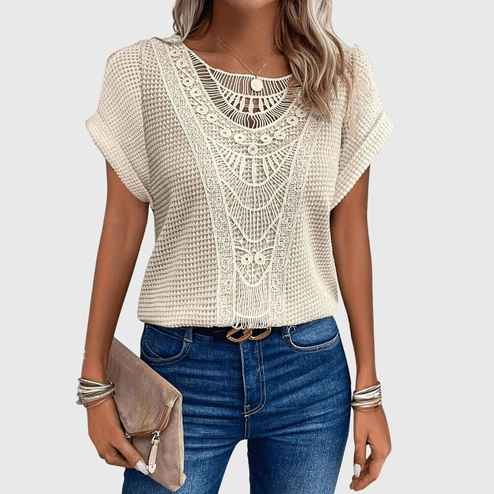 Women's Ibiza Style Blouse with Lace Detailing for Daywear