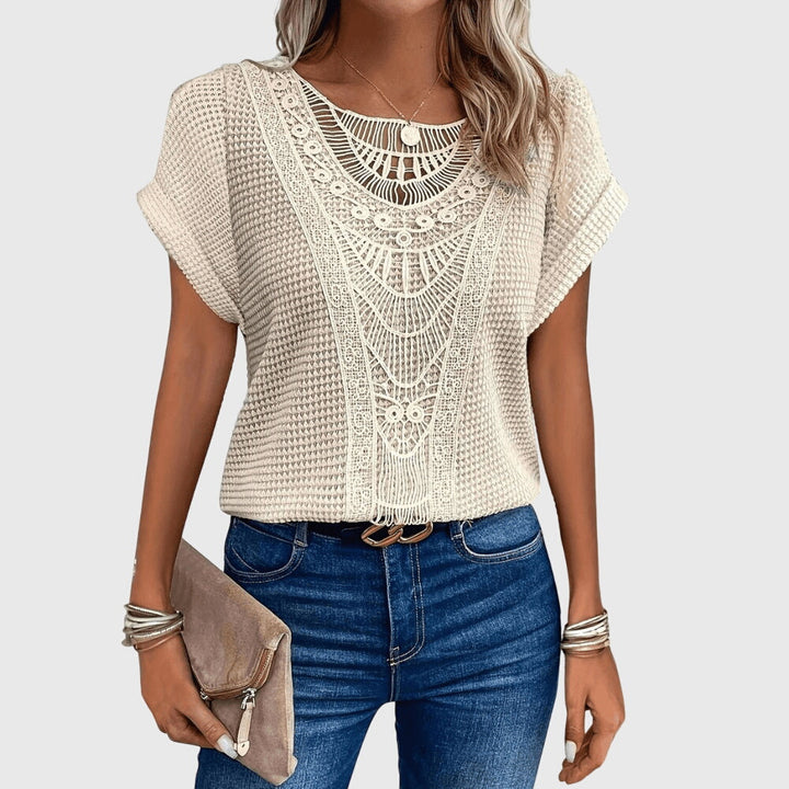 Women's Ibiza Style Blouse with Lace Detailing for Daywear